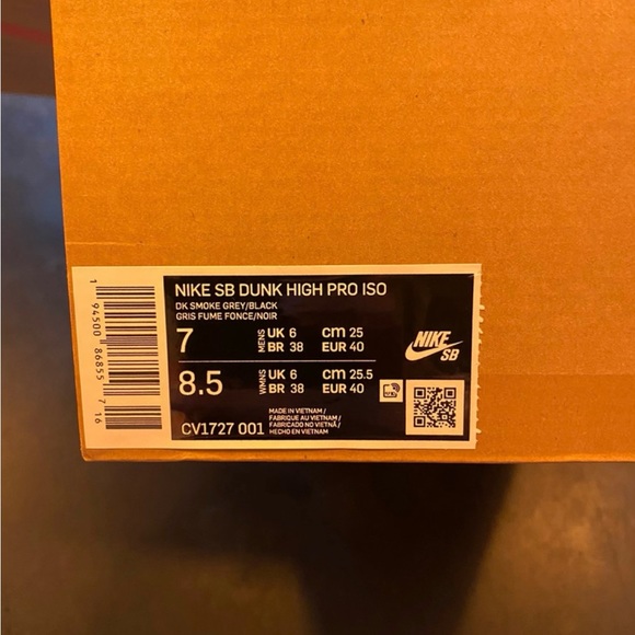 Nike SB Dunk High Pro Orange Label Smoke Grey | Men’s size 7, Women’s size 8.5 | - Picture 3 of 3